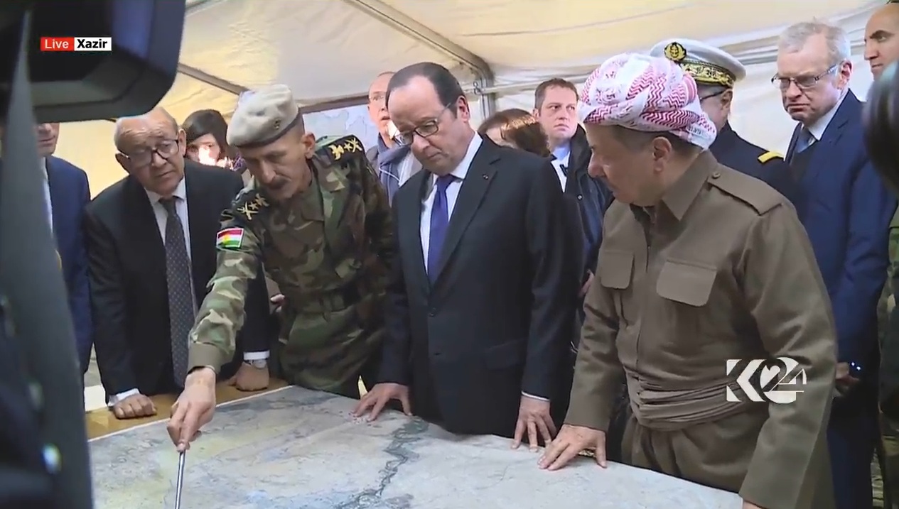 اولوند وبارزاني يتفقدان الخطوط الأمامية للبيشمركة على مشارف الموصل